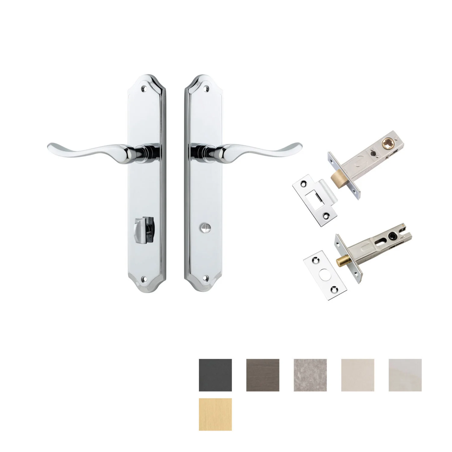 Iver Stirling Door Lever on Shouldered Backplate Privacy Kit with Turn