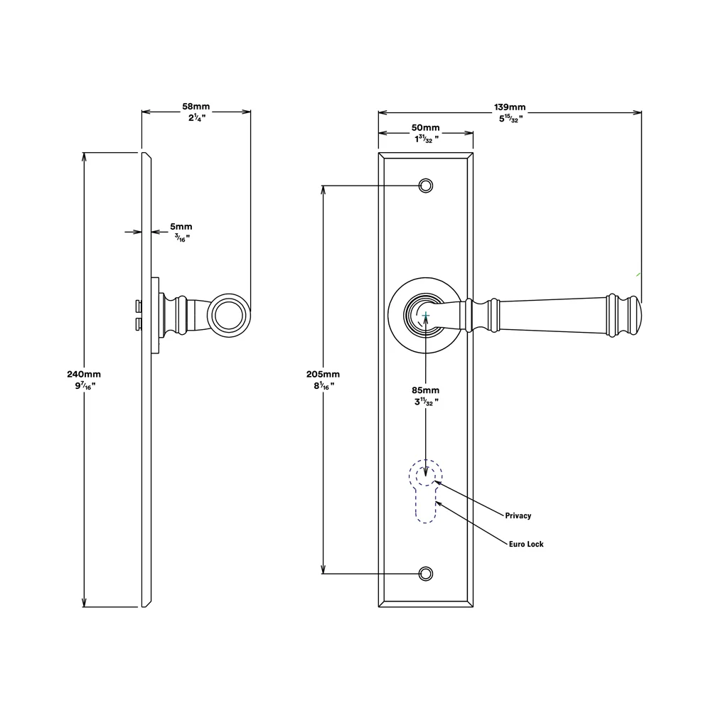 Iver Verona Door Lever Handle on Chamfered Backplate Brushed Brass - Image 2