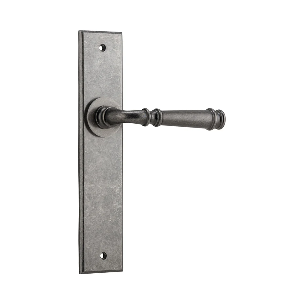 Iver Verona Door Lever Handle on Chamfered Backplate Distressed Nickel - Image 3