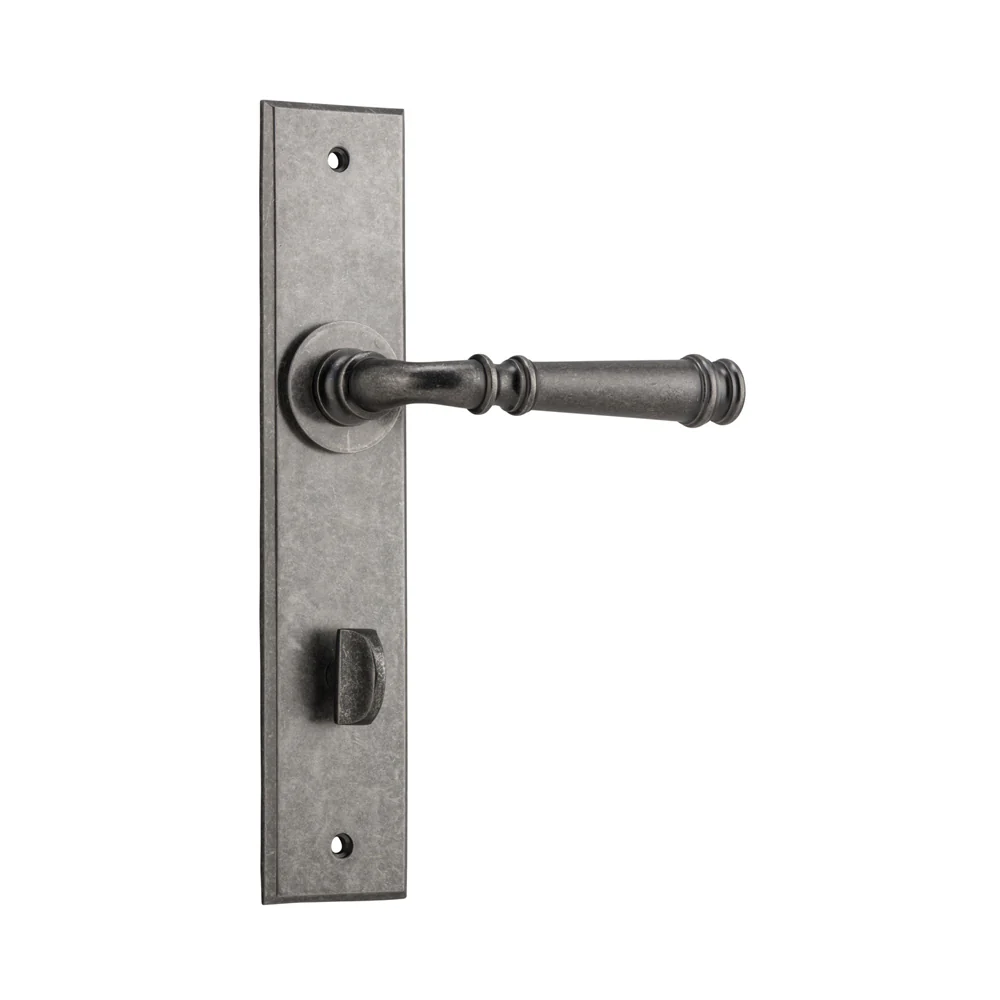 Iver Verona Door Lever Handle on Chamfered Backplate Distressed Nickel - Image 5
