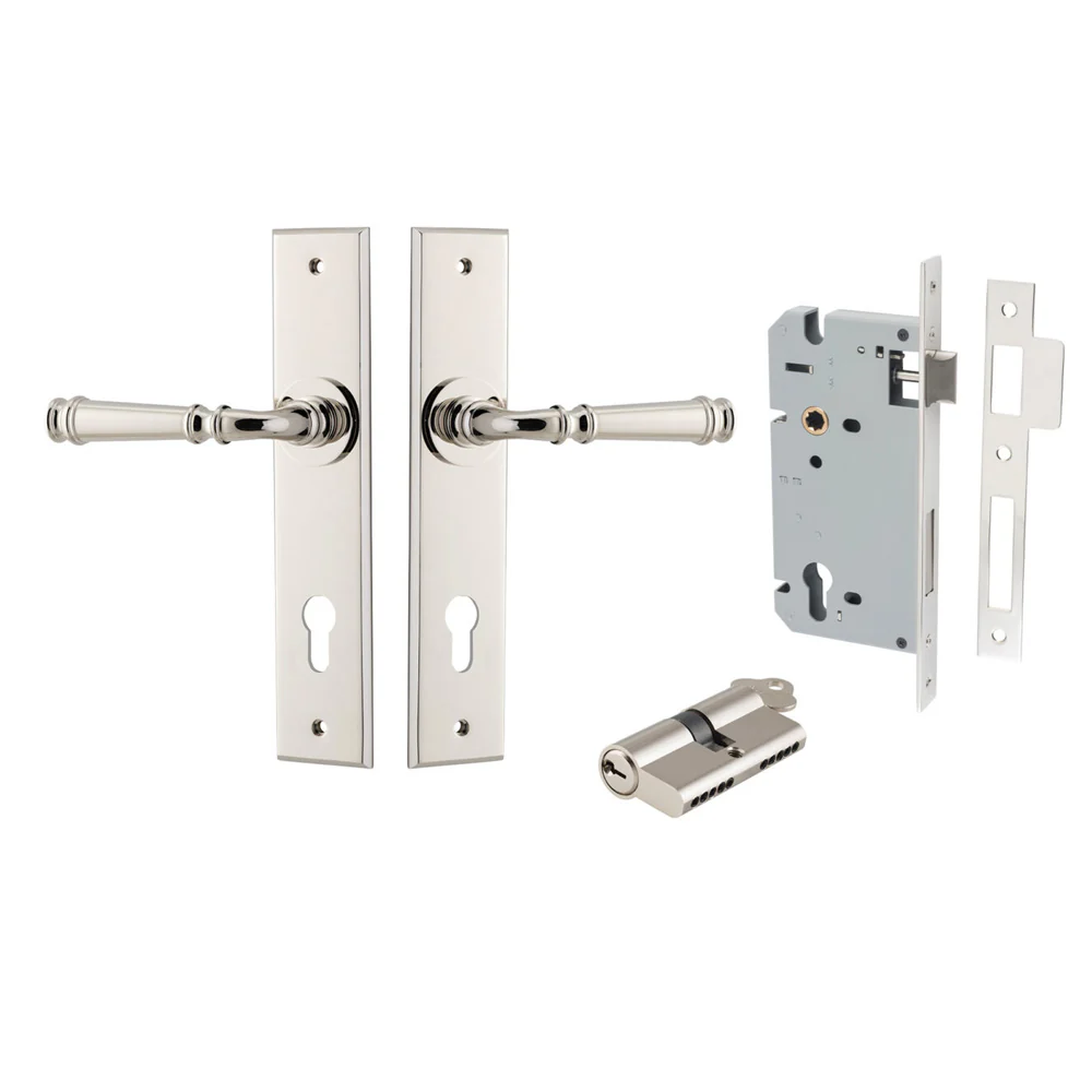 Iver Verona Door Lever Handle on Chamfered Backplate Entrance Kit Key/Key - Image 13