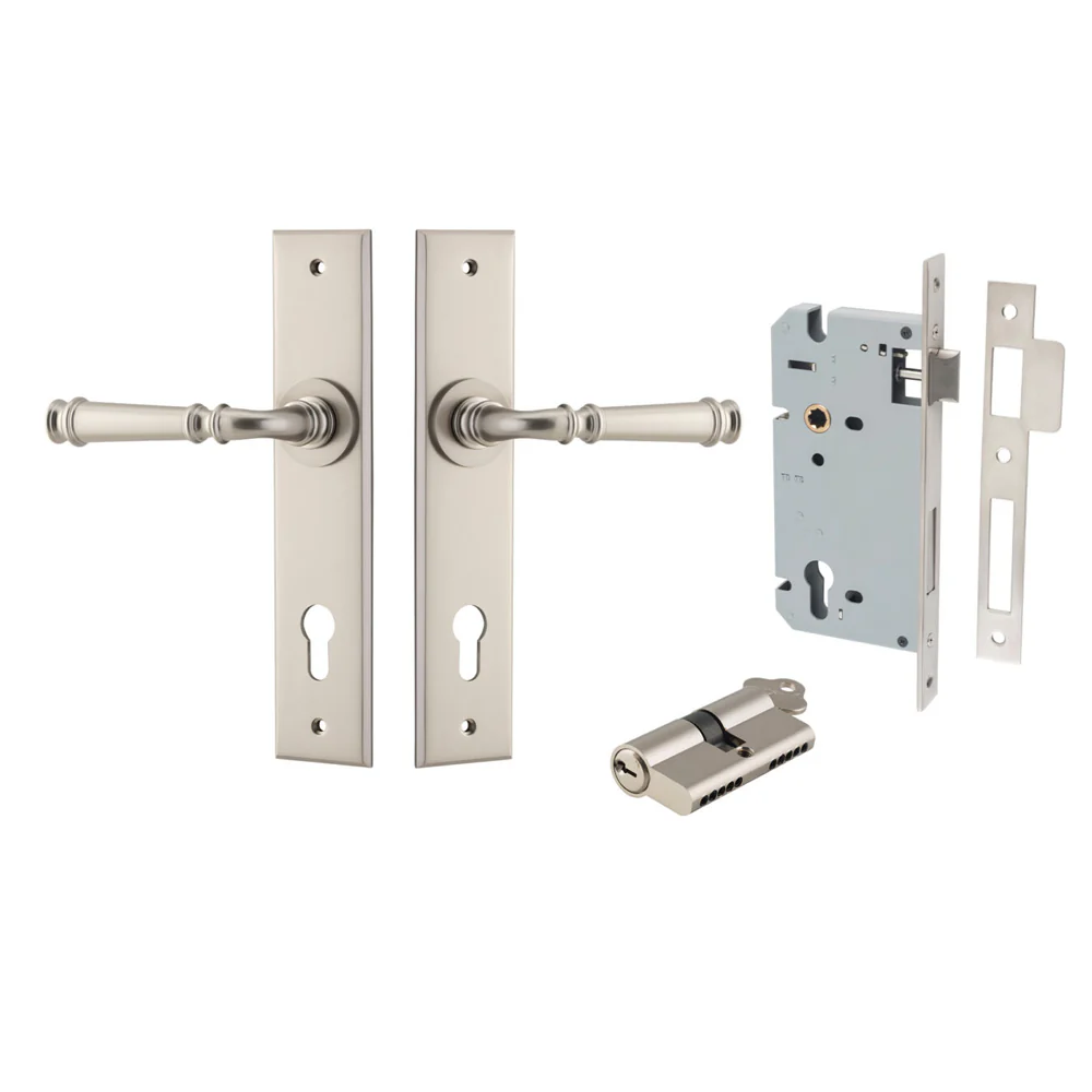 Iver Verona Door Lever Handle on Chamfered Backplate Entrance Kit Key/Key - Image 14