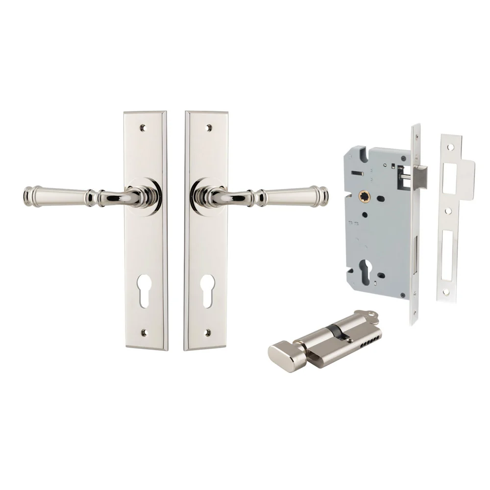 Iver Verona Door Lever Handle on Chamfered Backplate Entrance Kit Key/Thumb - Image 13