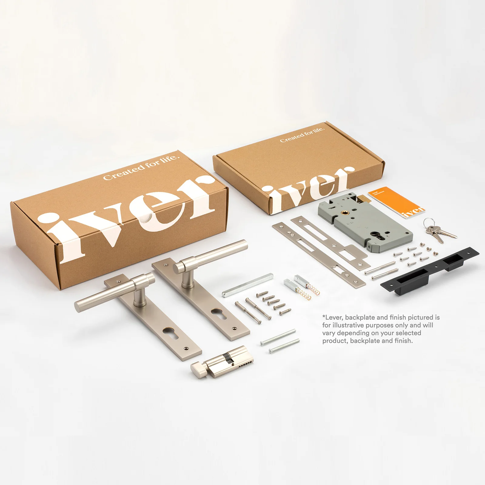 Iver Verona Door Lever Handle on Chamfered Backplate Entrance Kit Key/Thumb - Image 2