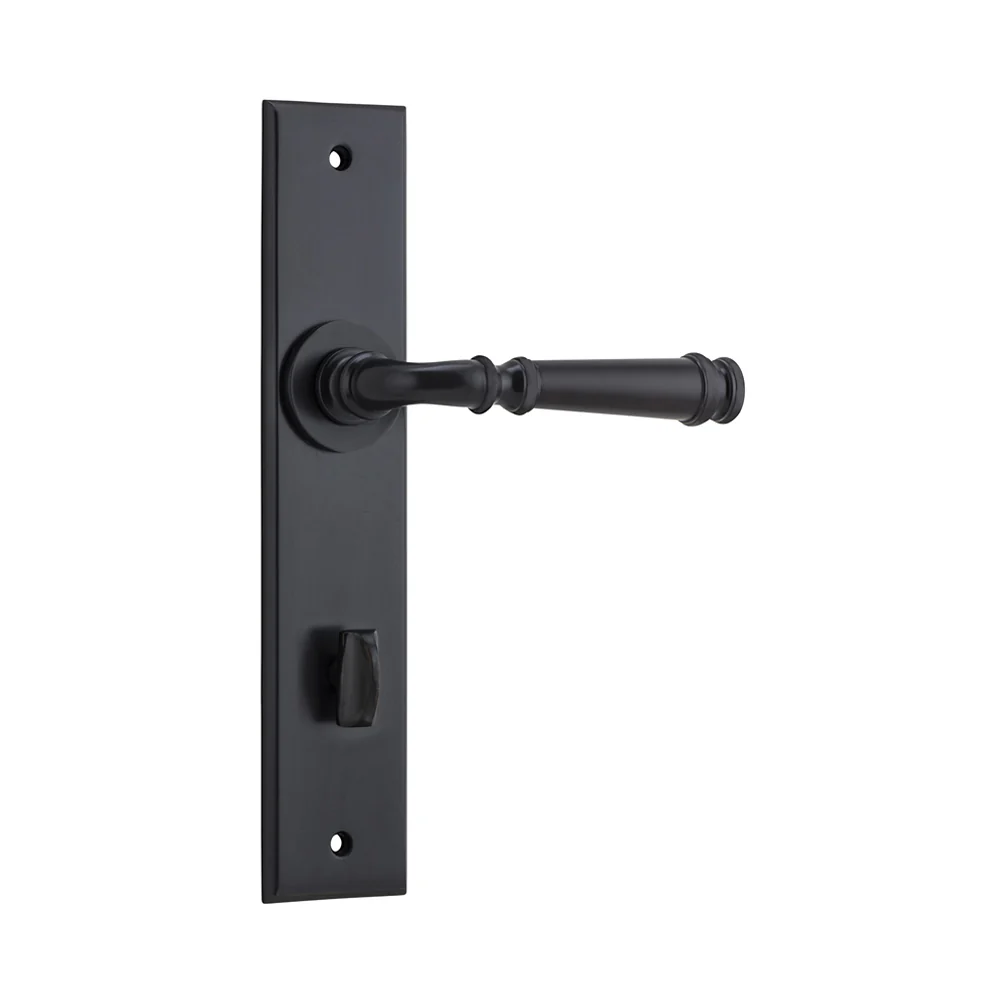 Iver Verona Door Lever Handle on Chamfered Backplate Matt Black - Image 5