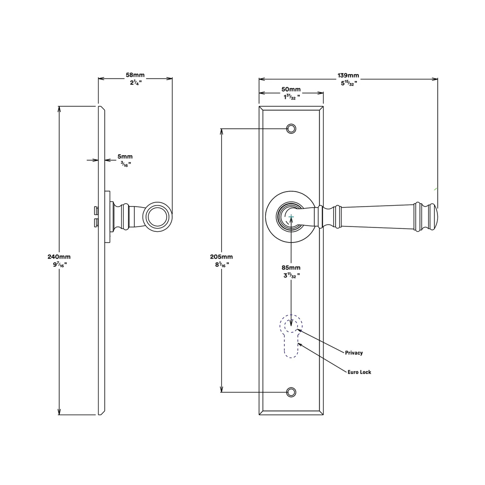 Iver Verona Door Lever Handle on Chamfered Backplate Polished Brass - Image 2