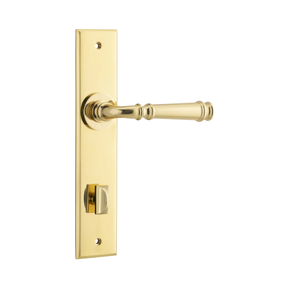 Iver Verona Door Lever Handle on Chamfered Backplate Polished Brass - Image 5