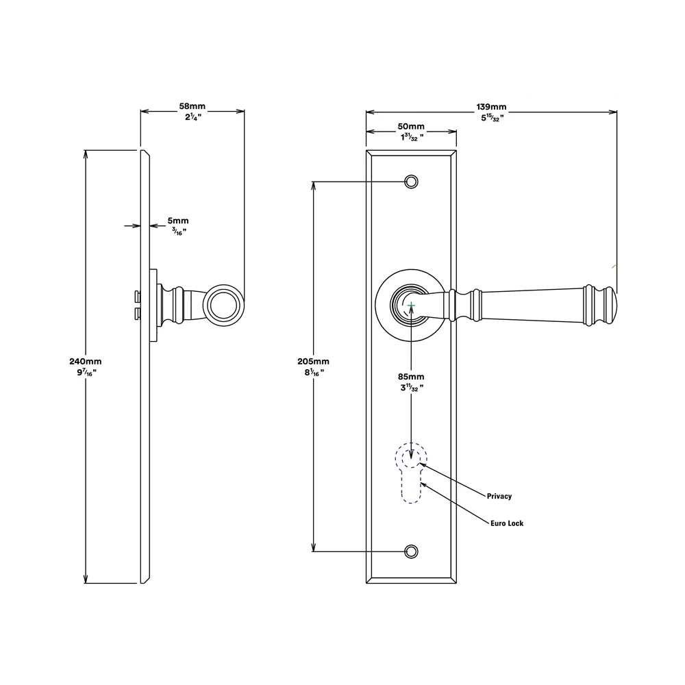 Iver Verona Door Lever Handle on Chamfered Backplate Polished Nickel - Image 2