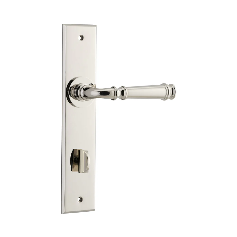 Iver Verona Door Lever Handle on Chamfered Backplate Polished Nickel - Image 5