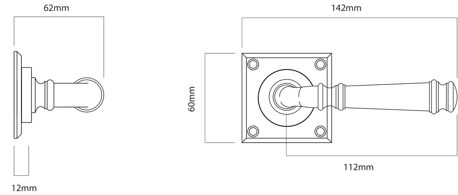 Iver Verona Door Lever Handle on Chamfered Square Backplate - Image 2