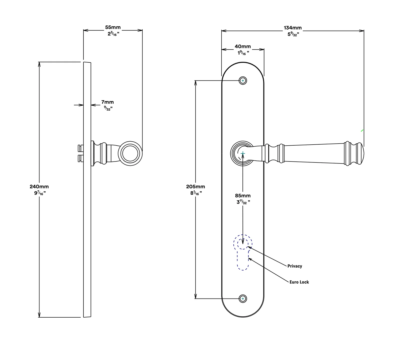 Iver Verona Door Lever Handle on Oval Backplate Entrance Kit Key/Key - Available in Various Finishes - Image 3