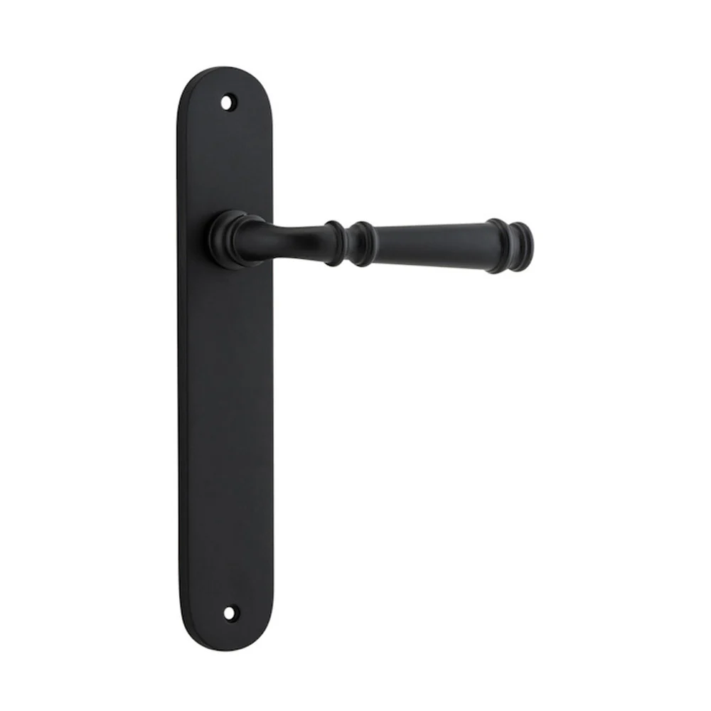 Iver Verona Door Lever Handle on Oval Backplate Matt Black - Image 2