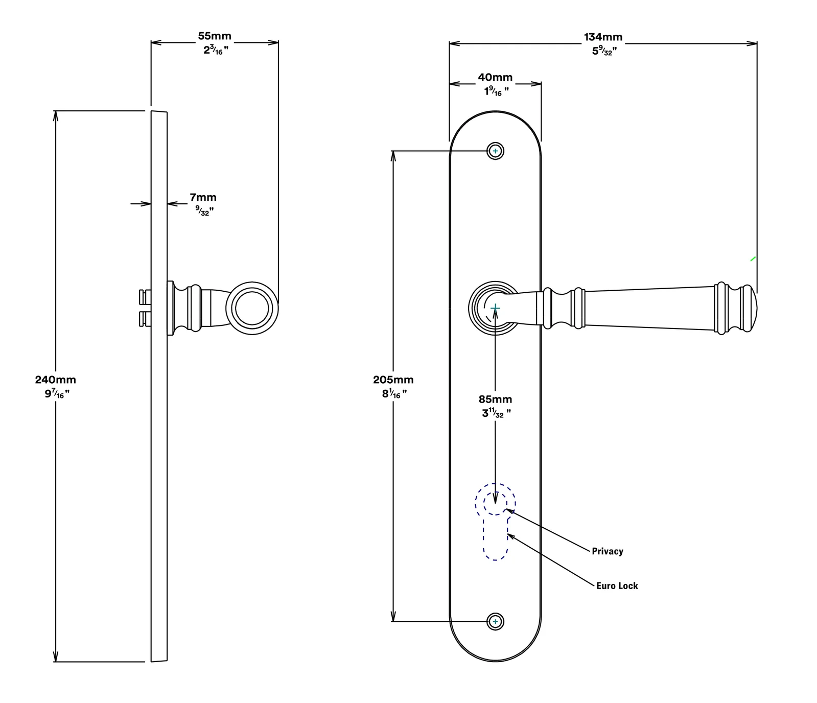 Iver Verona Door Lever Handle on Oval Backplate Passage Kit - Available in Various Finishes - Image 3