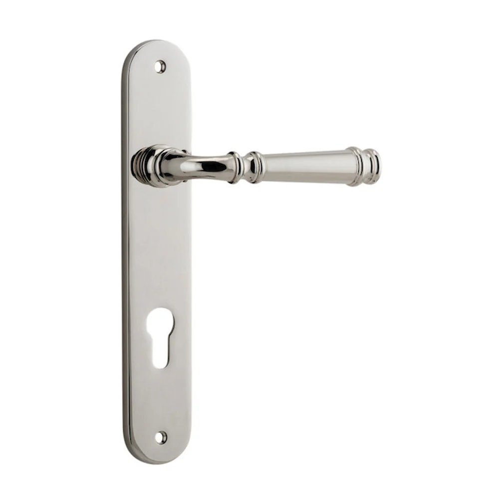 Iver Verona Door Lever Handle on Oval Backplate Polished Nickel - Image 3