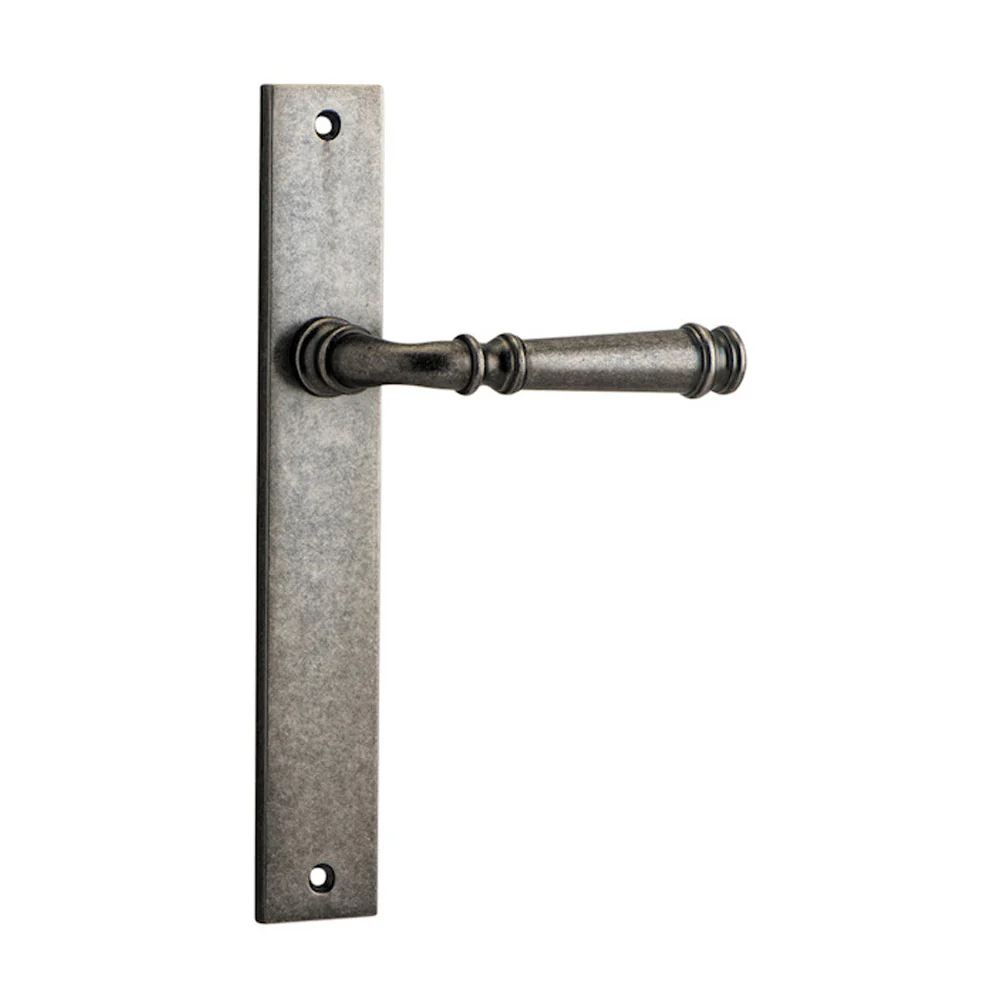 Iver Verona Door Lever Handle on Rectangular Backplate Distressed Nickel - Image 2