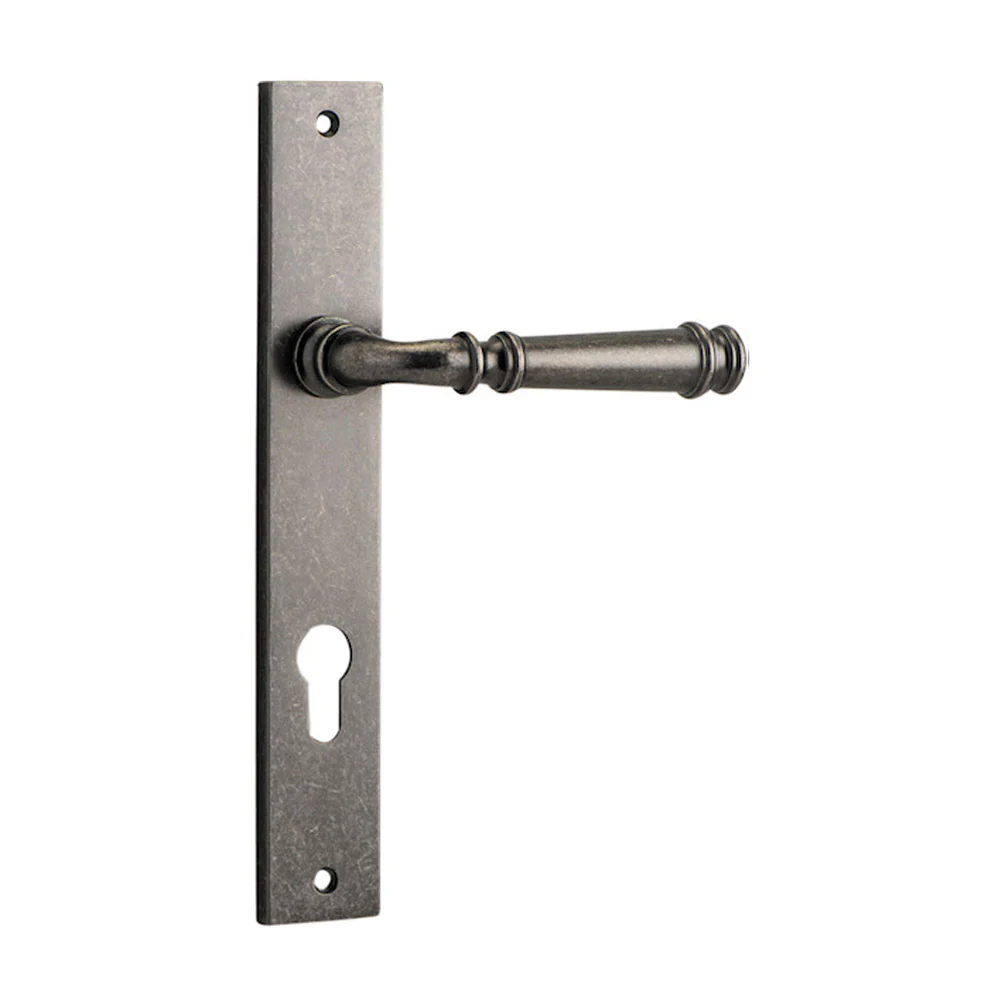Iver Verona Door Lever Handle on Rectangular Backplate Distressed Nickel - Image 3