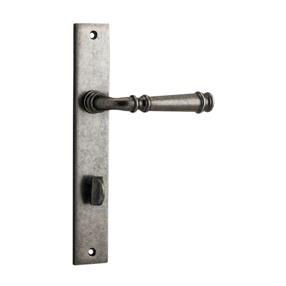Iver Verona Door Lever Handle on Rectangular Backplate Distressed Nickel - Image 4