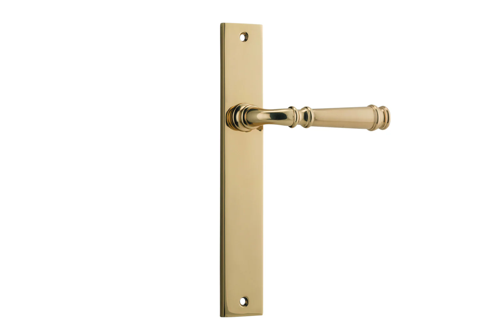 Iver Verona Door Lever Handle on Rectangular Backplate Polished Brass - Image 2