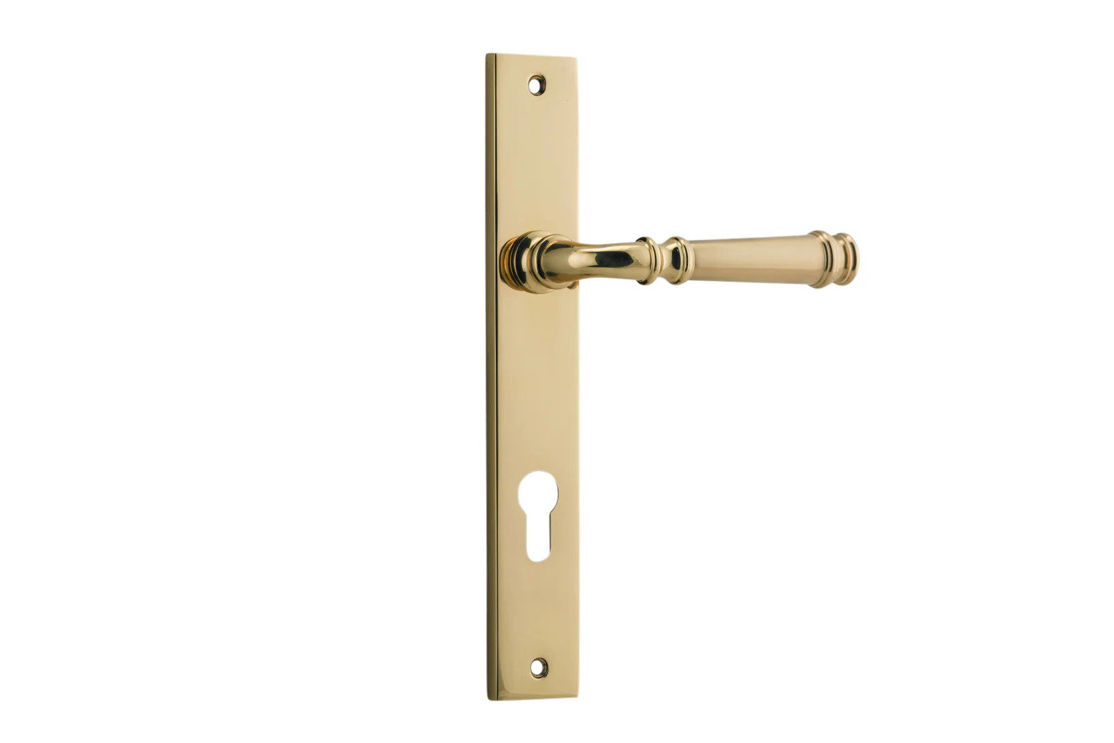Iver Verona Door Lever Handle on Rectangular Backplate Polished Brass - Image 3