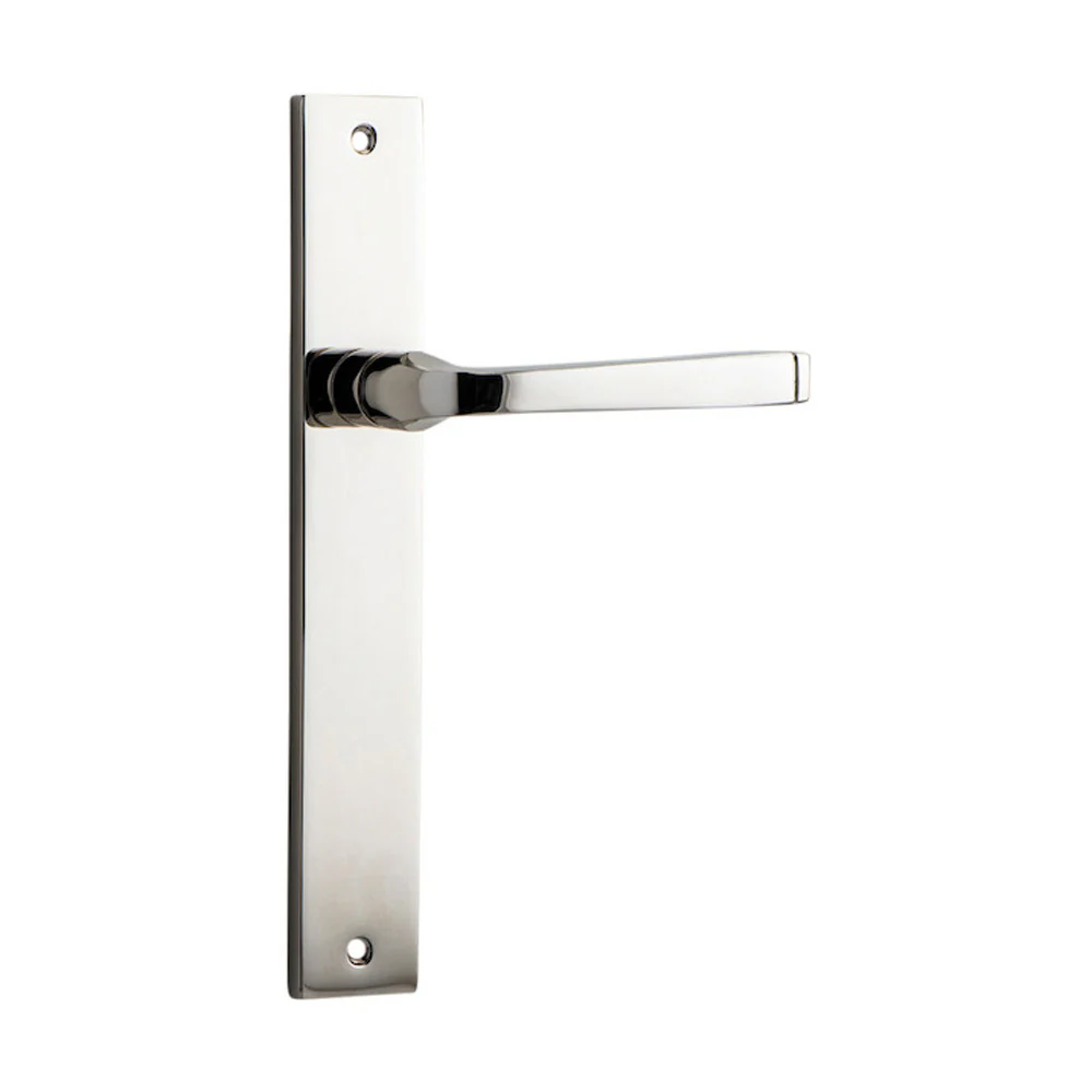 Iver Verona Door Lever Handle on Rectangular Backplate Polished Nickel - Image 2