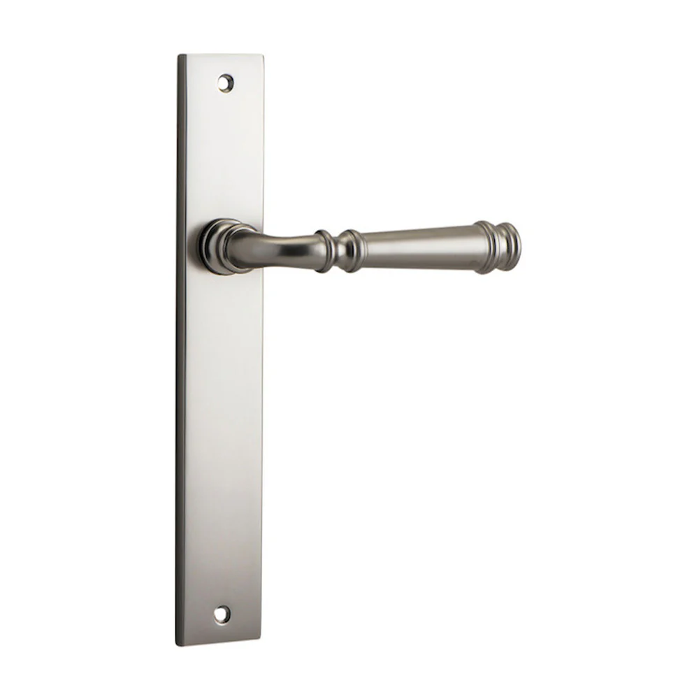 Iver Verona Door Lever Handle on Rectangular Backplate Satin Nickel - Image 2