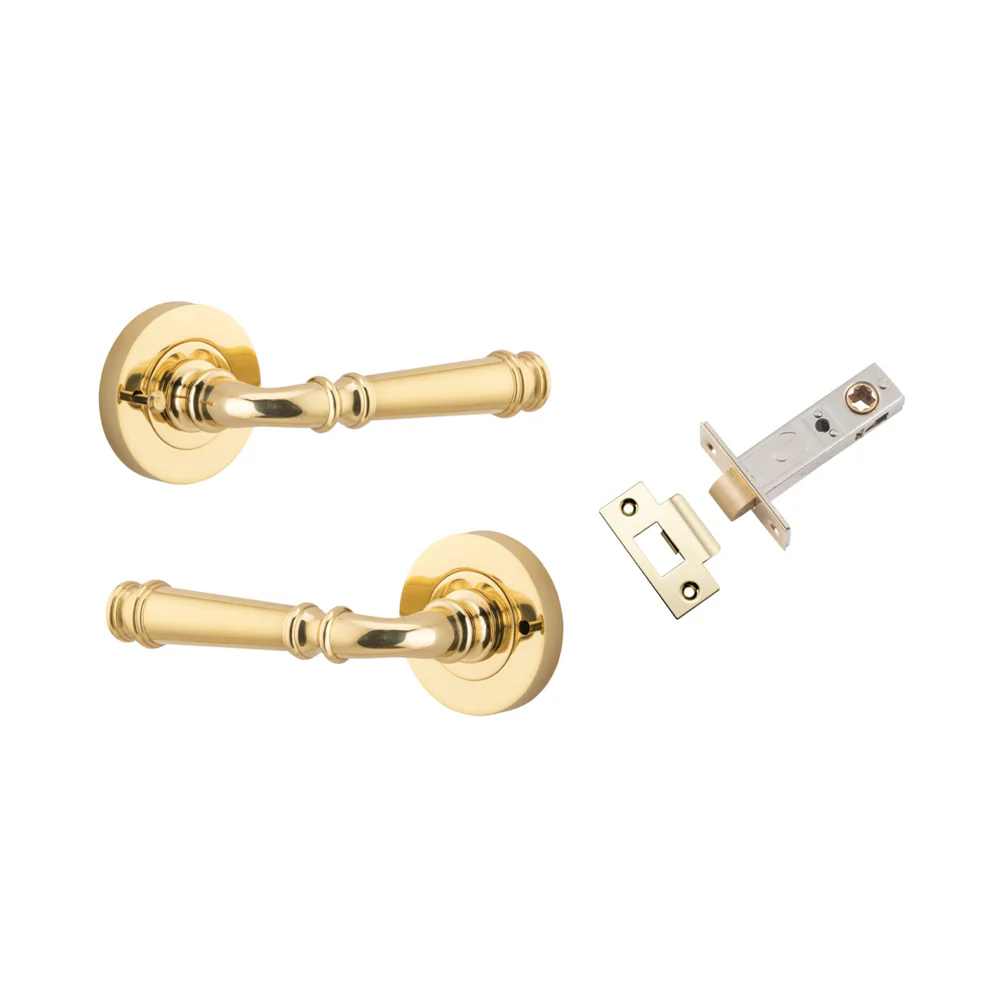 Iver Verona Door Lever Handle on Round Rose Inbuilt Privacy - Image 2