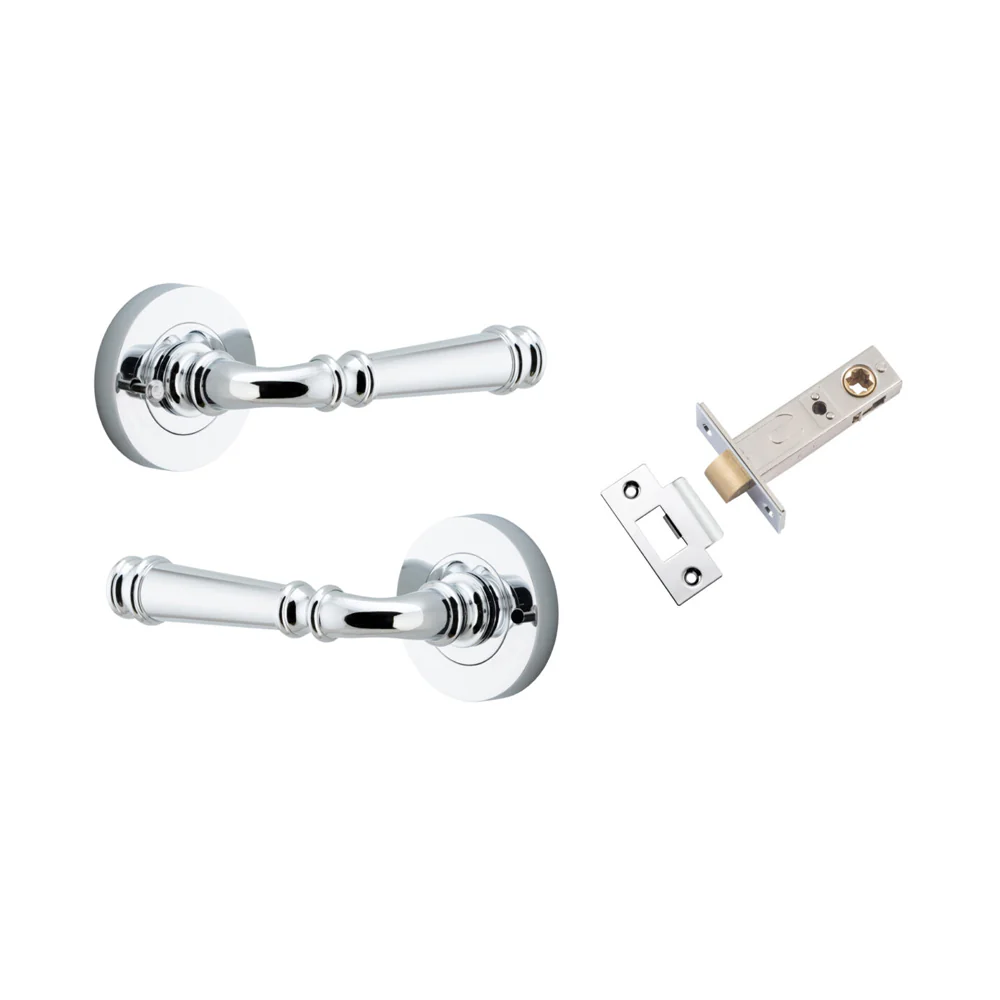 Iver Verona Door Lever Handle on Round Rose Inbuilt Privacy - Image 5