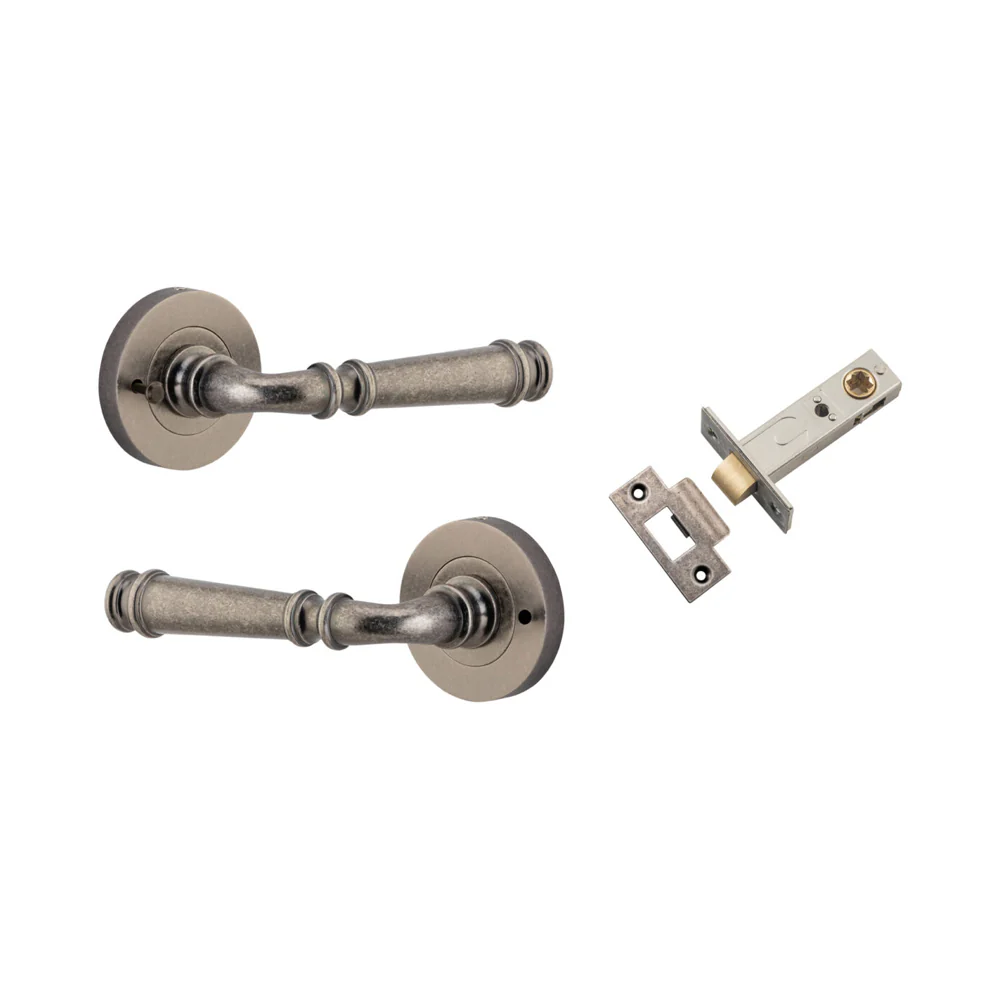 Iver Verona Door Lever Handle on Round Rose Inbuilt Privacy - Image 7