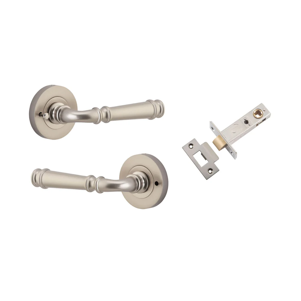 Iver Verona Door Lever Handle on Round Rose Inbuilt Privacy - Image 9