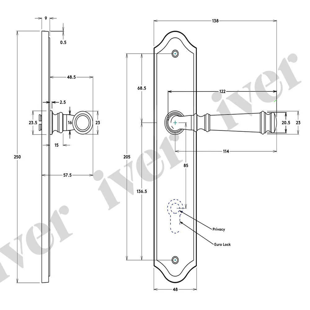 Iver Verona Door Lever Handle on Shouldered Backplate Chrome Plated - Image 2