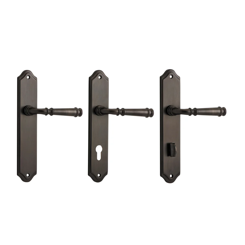 Iver Verona Door Lever Handle on Shouldered Backplate Signature Brass