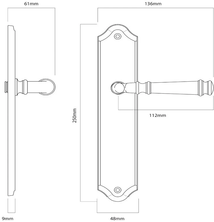 Iver Verona Door Lever Handle on Shouldered Backplate Signature Brass - Image 2