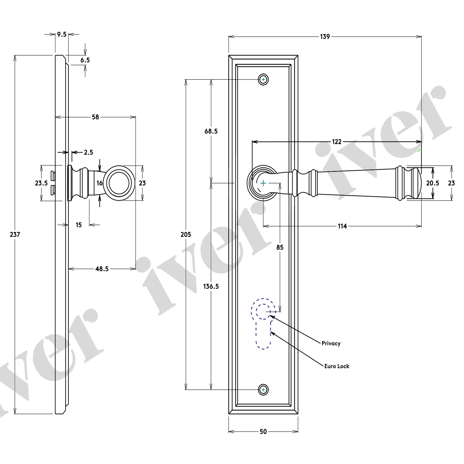 Iver Verona Door Lever Handle on Stepped Backplate Brushed Brass - Image 2