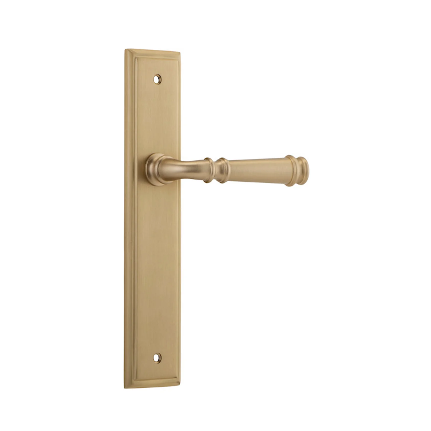 Iver Verona Door Lever Handle on Stepped Backplate Brushed Brass - Image 3