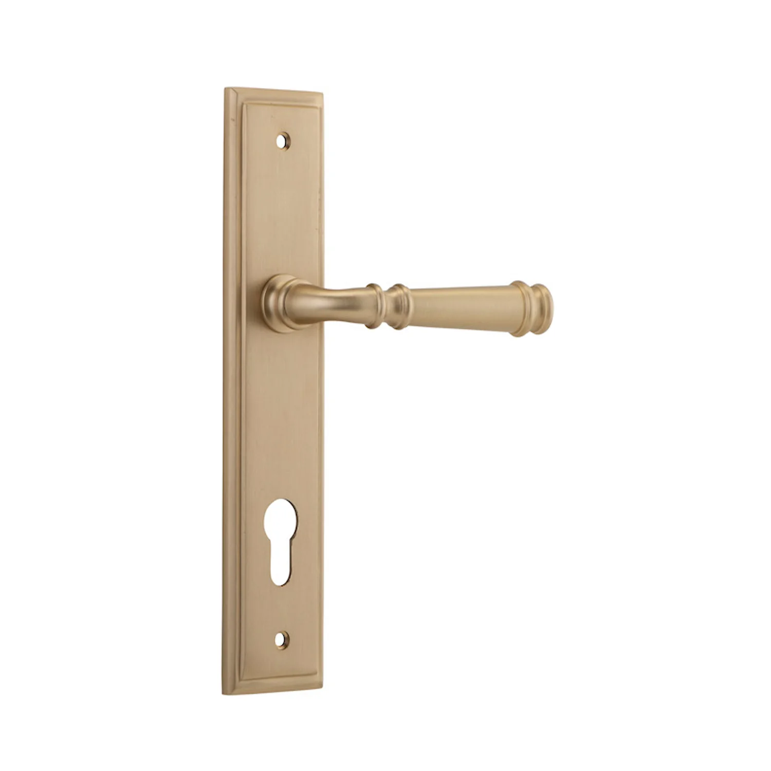 Iver Verona Door Lever Handle on Stepped Backplate Brushed Brass - Image 4