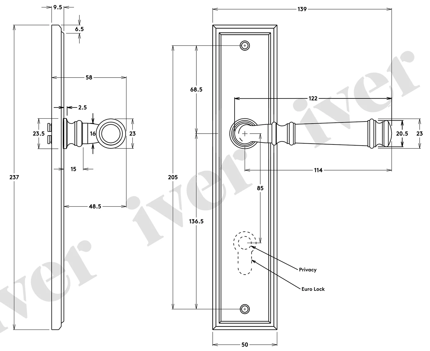 Iver Verona Door Lever Handle on Stepped Backplate Chrome Plated - Image 2
