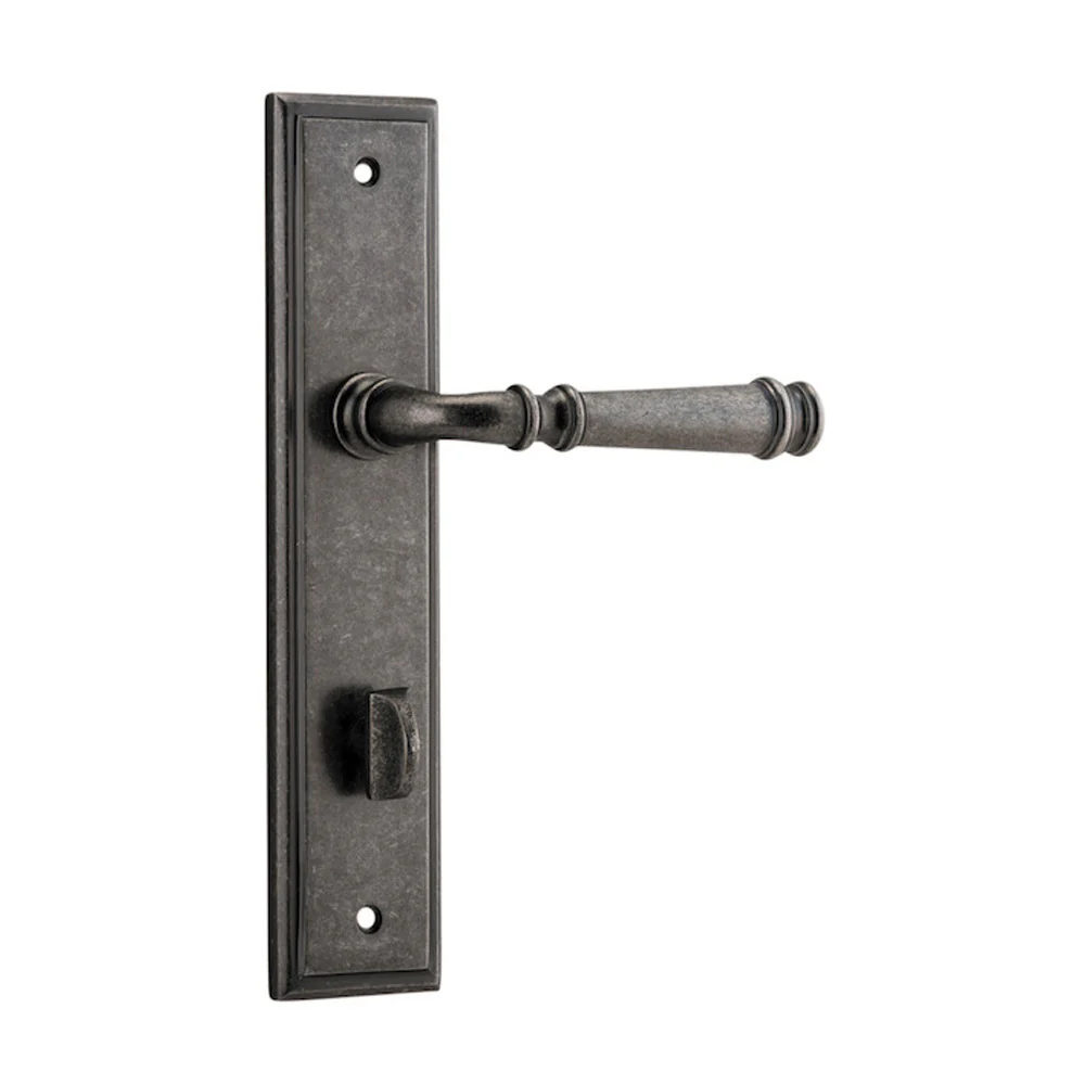 Iver Verona Door Lever Handle on Stepped Backplate Distressed Nickel - Image 4