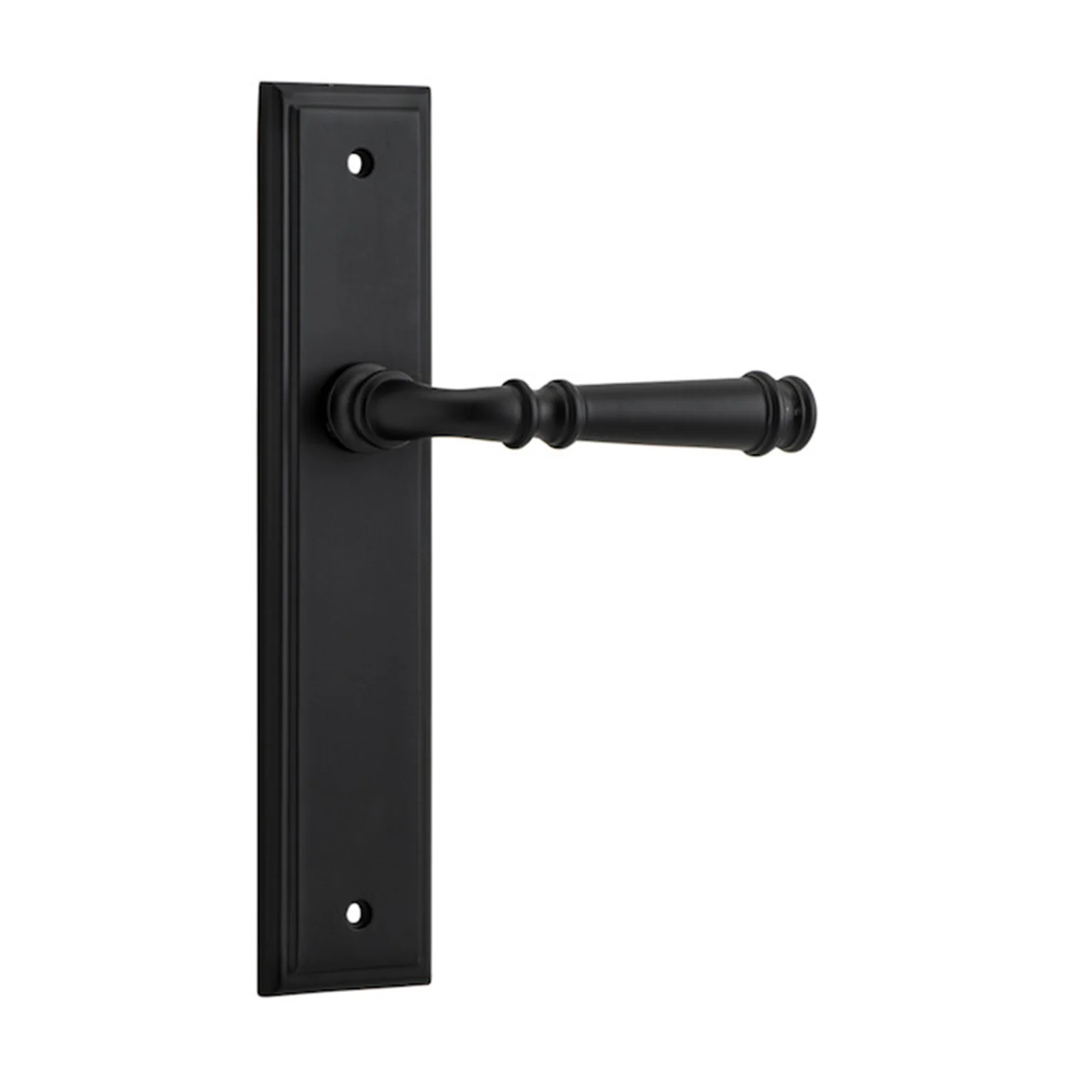 Iver Verona Door Lever Handle on Stepped Backplate Matt Black - Image 3