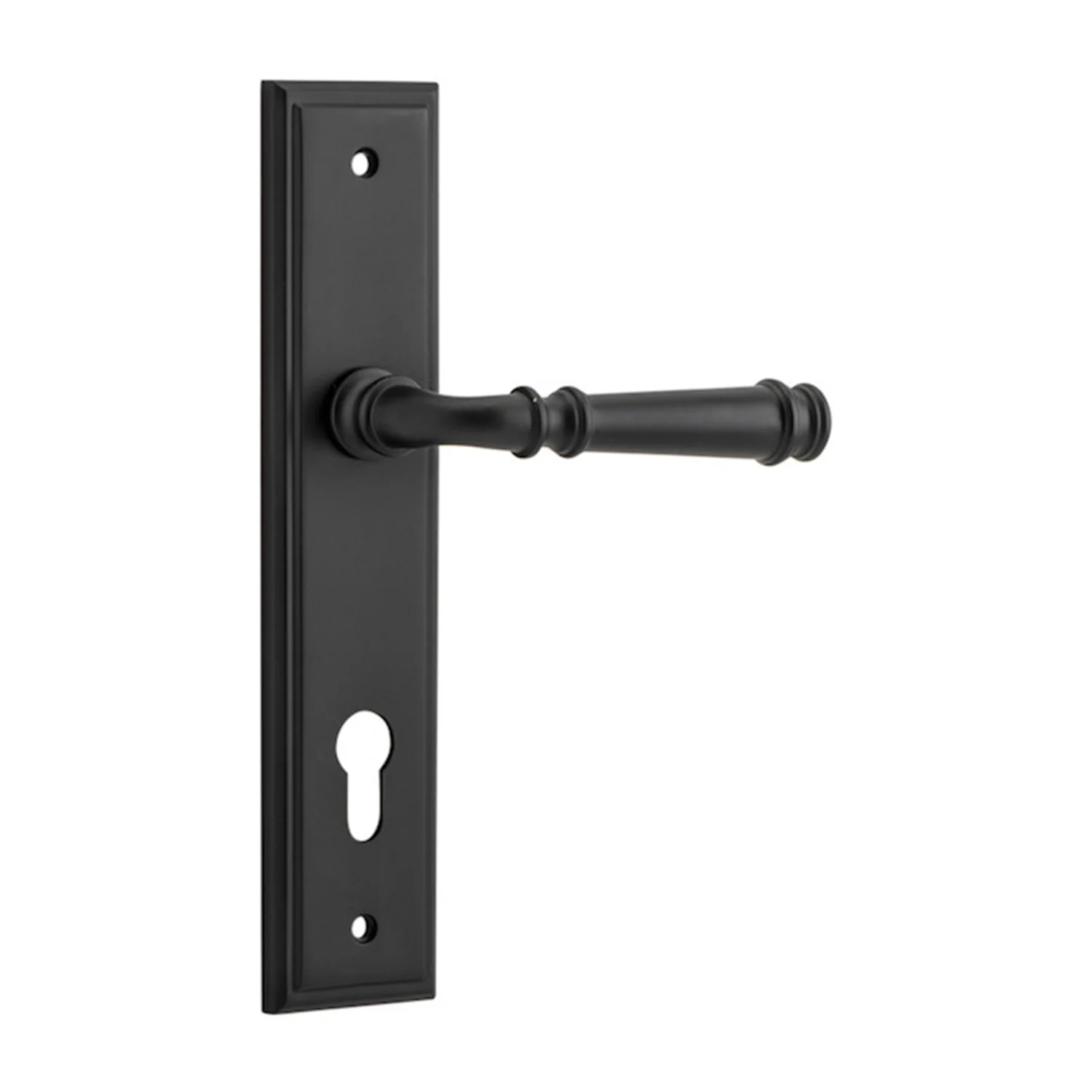 Iver Verona Door Lever Handle on Stepped Backplate Matt Black - Image 4