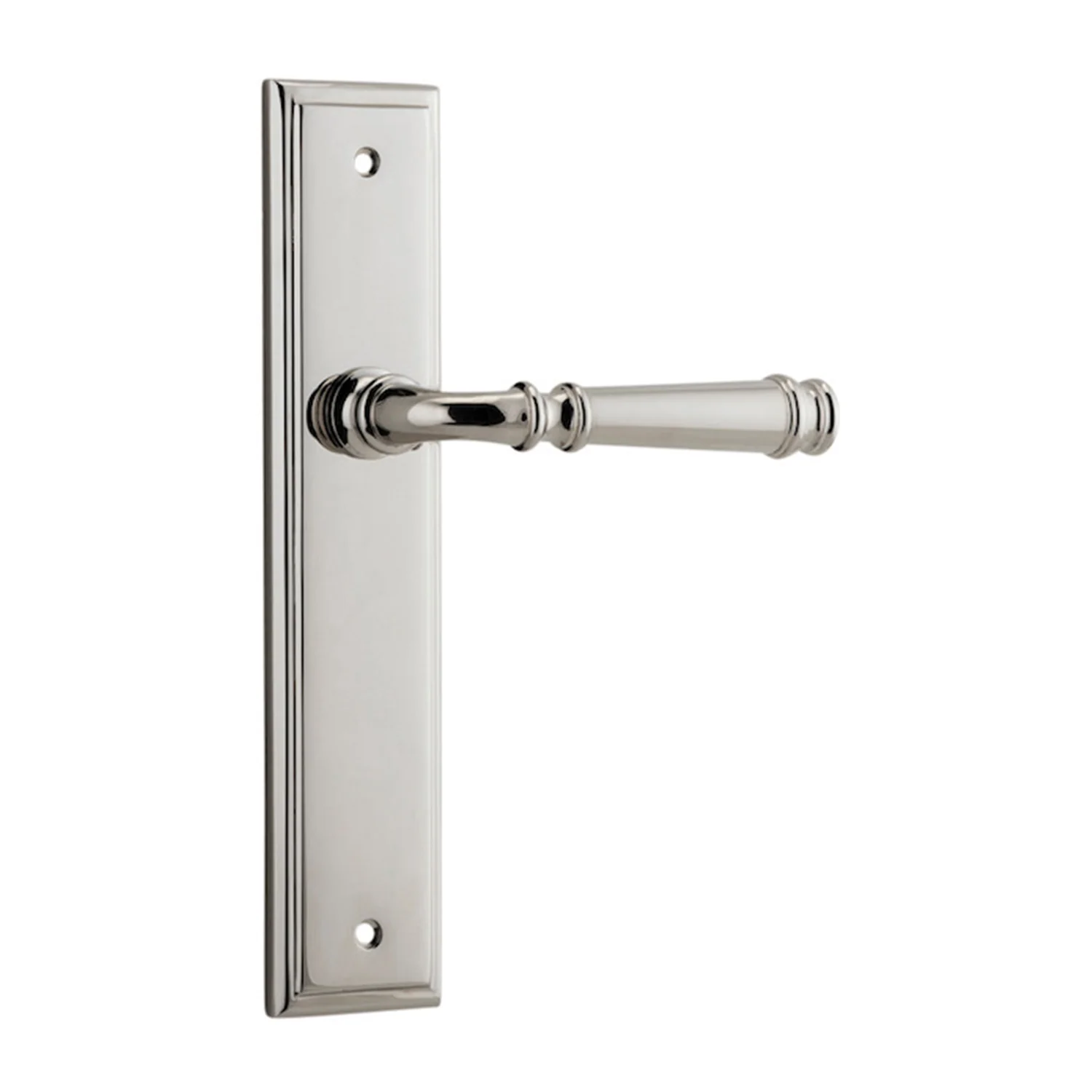 Iver Verona Door Lever Handle on Stepped Backplate Polished Nickel - Image 3