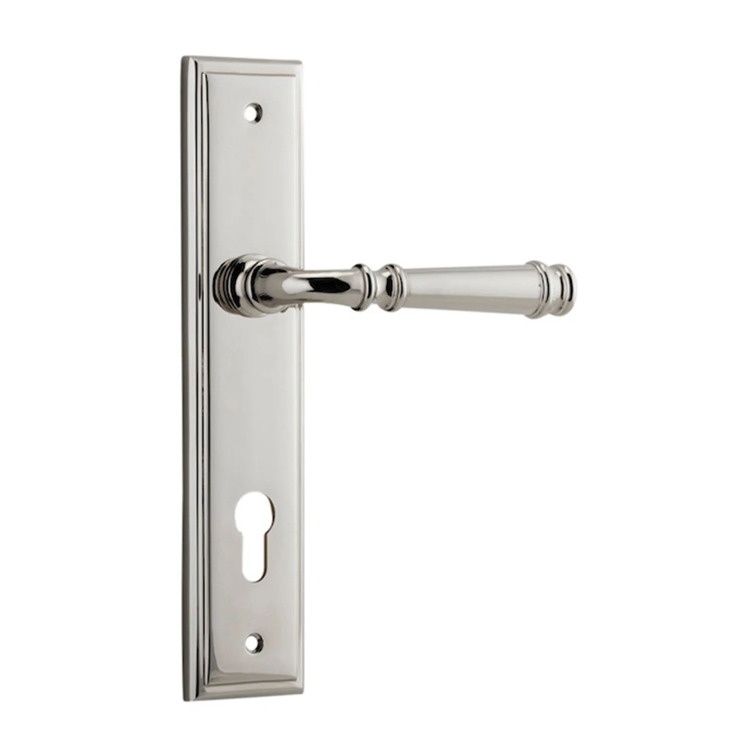 Iver Verona Door Lever Handle on Stepped Backplate Polished Nickel - Image 4