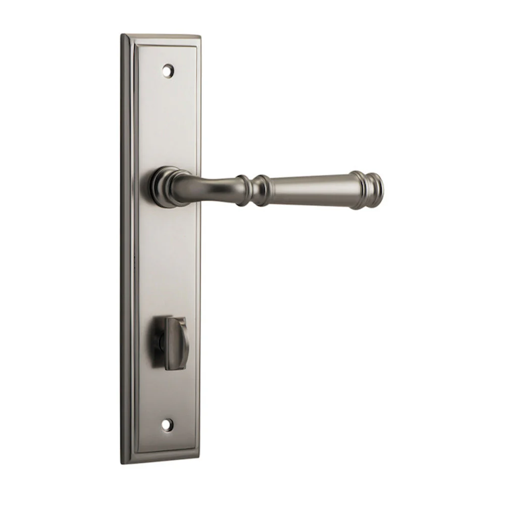 Iver Verona Door Lever Handle on Stepped Backplate Satin Nickel - Image 4
