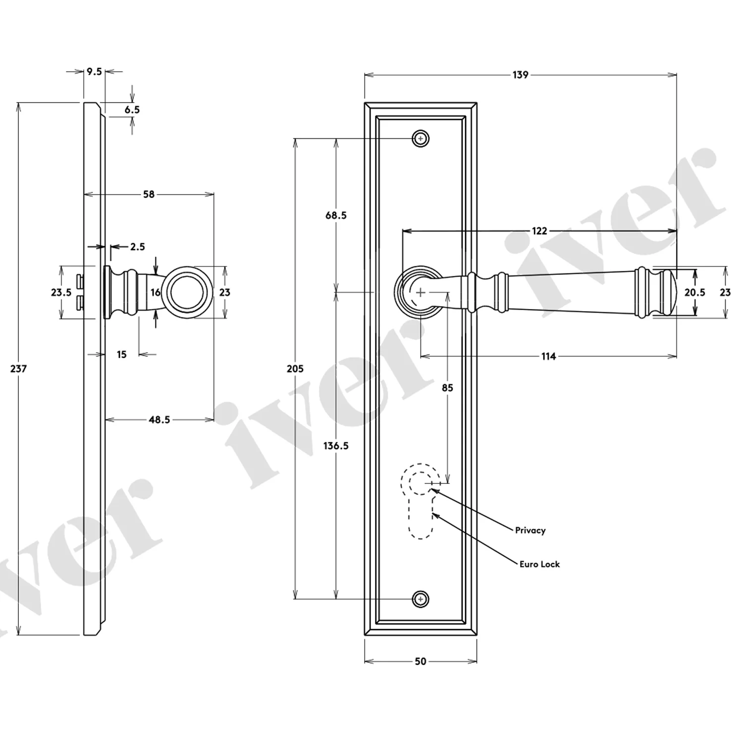 Iver Verona Door Lever Handle on Stepped Backplate Signature Brass - Image 2