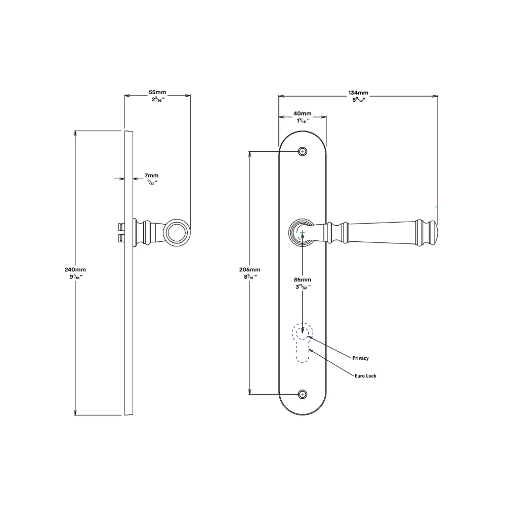 Iver Verona Door Lever on Oval Backplate Privacy Kit with Turn - Available in Various Finishes - Image 2