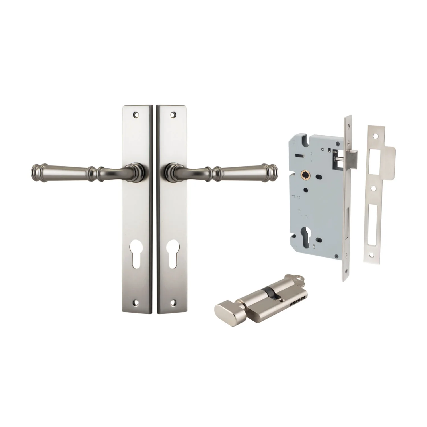 Iver Verona Door Lever on Rectangular Backplate Entrance Kit Key/Thumb - Image 12