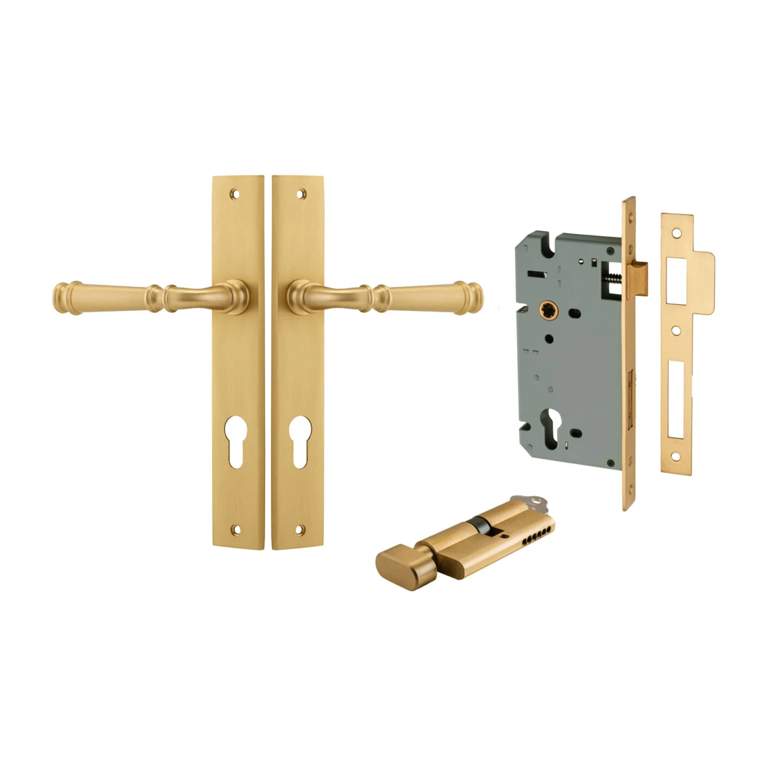 Iver Verona Door Lever on Rectangular Backplate Entrance Kit Key/Thumb - Image 14
