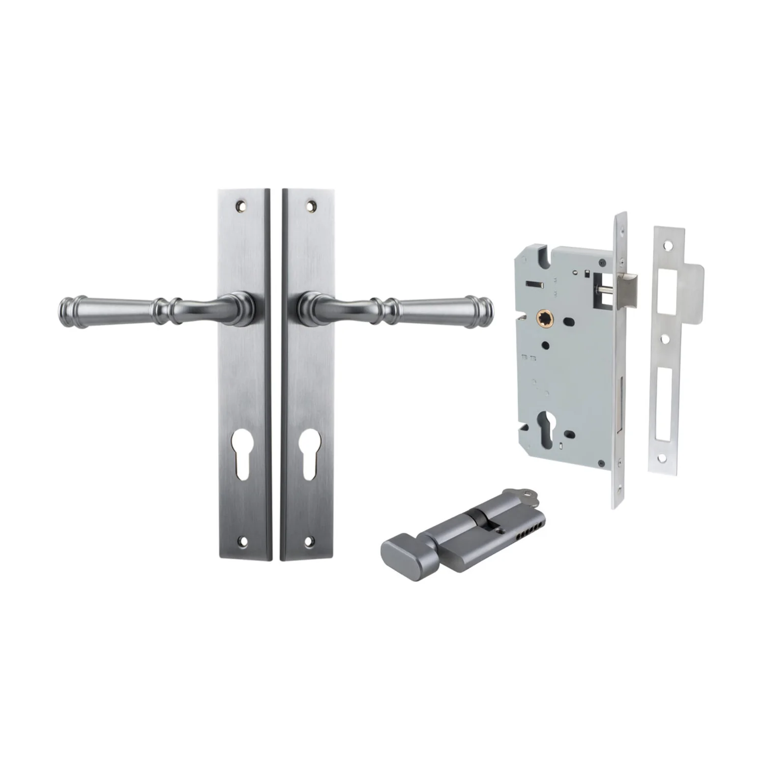 Iver Verona Door Lever on Rectangular Backplate Entrance Kit Key/Thumb - Image 6