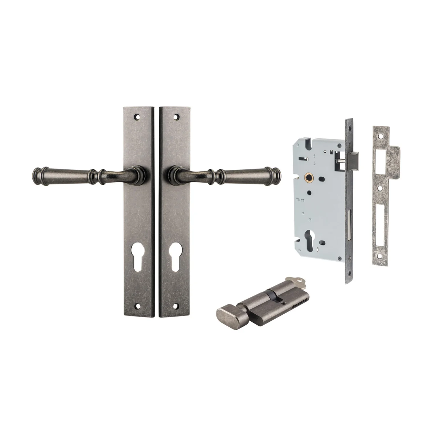 Iver Verona Door Lever on Rectangular Backplate Entrance Kit Key/Thumb - Image 7