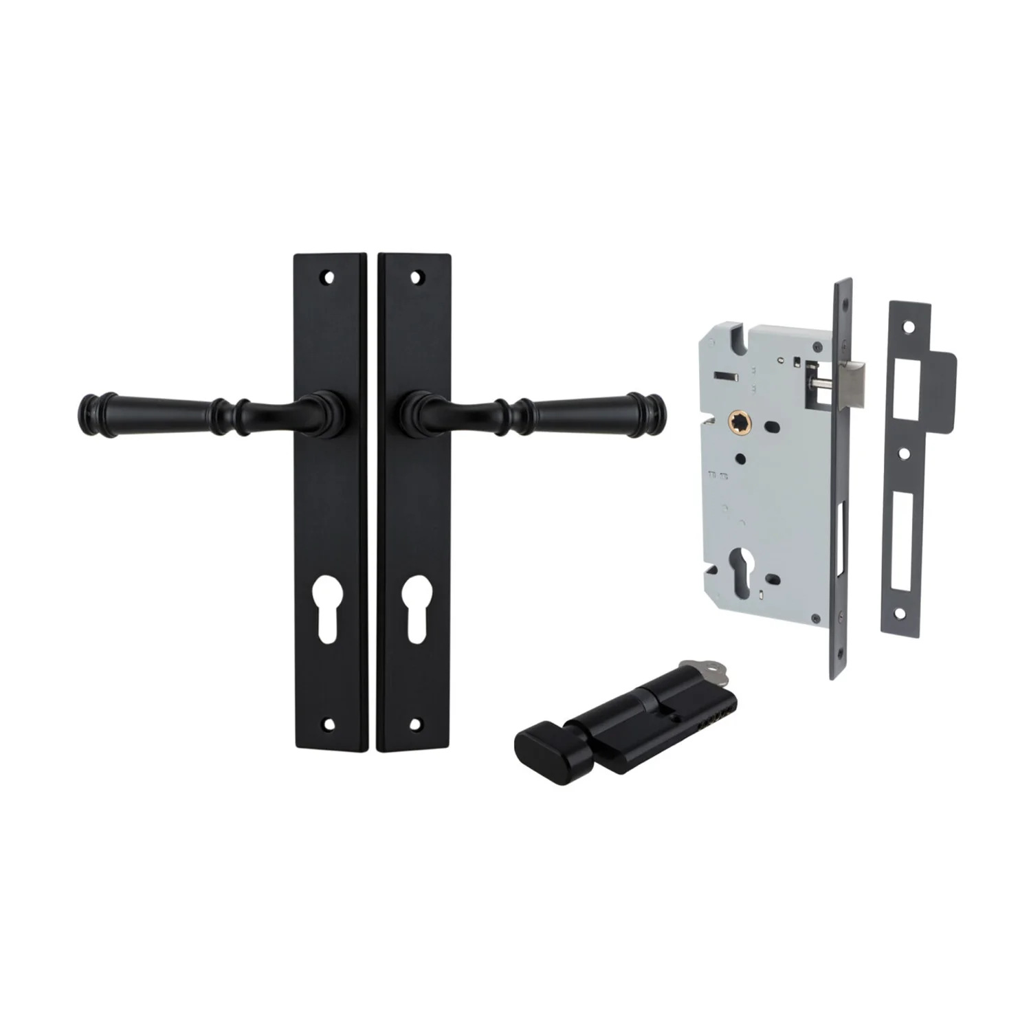 Iver Verona Door Lever on Rectangular Backplate Entrance Kit Key/Thumb - Image 8