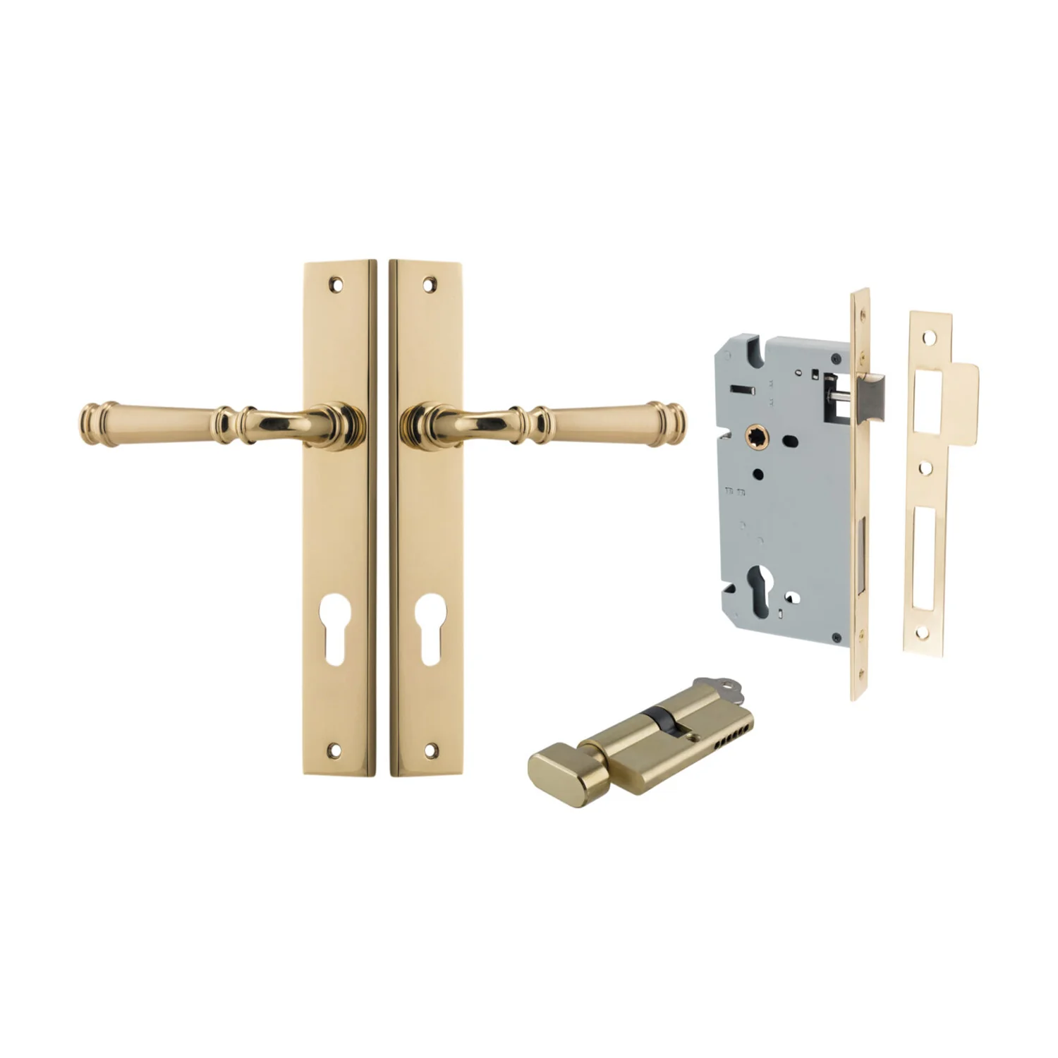 Iver Verona Door Lever on Rectangular Backplate Entrance Kit Key/Thumb - Image 9